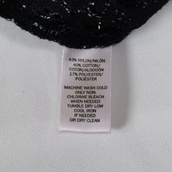 LOFT Black Floral Sheer Lace Black Cold Shoulder Top - Picture 10 of 10